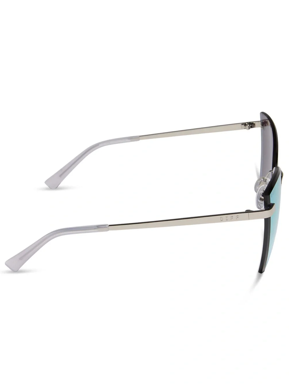 DIFF Becky V Sunglasses Silver Frame Silver Lavender Mirror Lens Rimless NWT